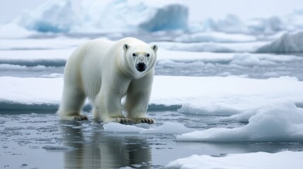 Environmental challenges in polar regions, capturing the melting ice, endangered wildlife, and changing landscapes due to global warming, 