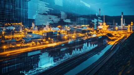 Environmental effects of cryptocurrency mining, illustrating the high energy consumption and pollution associated with large-scale mining operations, 