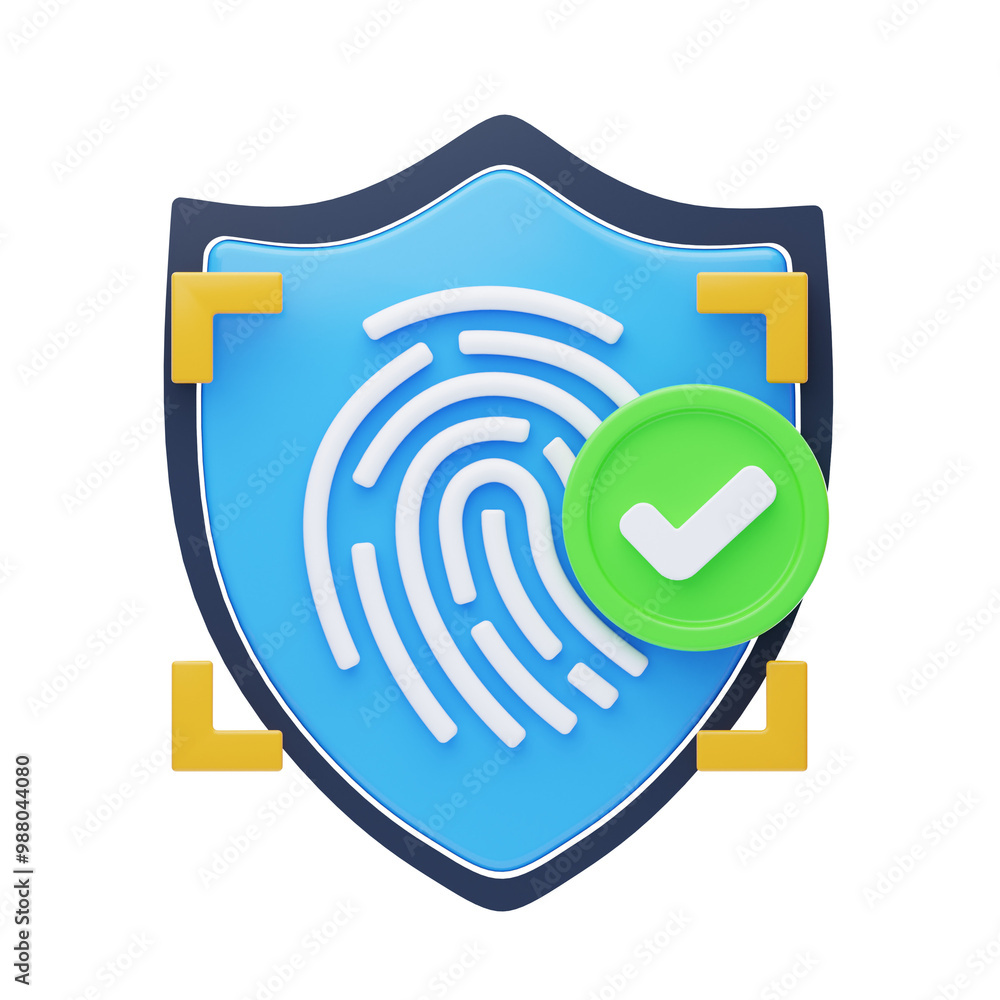 Poster 3d increase security with biometric authentication. 3d icon