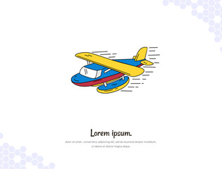 Hydroplane simple doodle flat vector art for wall decoration landscape