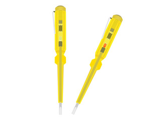 Voltage tester screwdriver on white background.