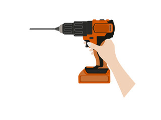 Electric drill on a white background.