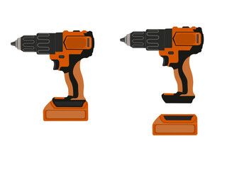 Electric drill on a white background.