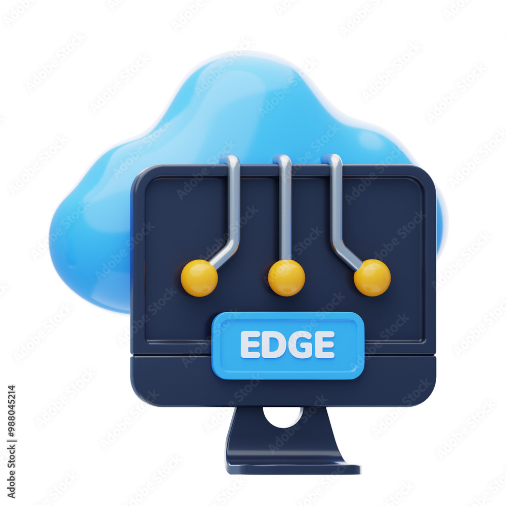 Poster 3d enhancing cloud networks through edge computing. 3d icon