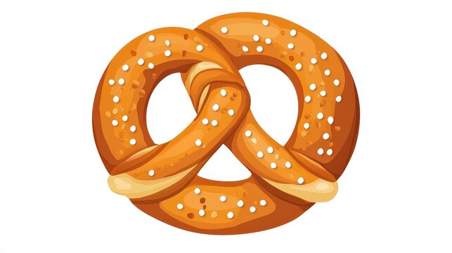 Flat vector depiction of a salted pretzel on a white or transparent background, using a clean and modern design to highlight the pretzel's form and texture