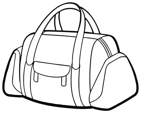 recommend clip art: Modern Backpack vector line art isolated on a white background