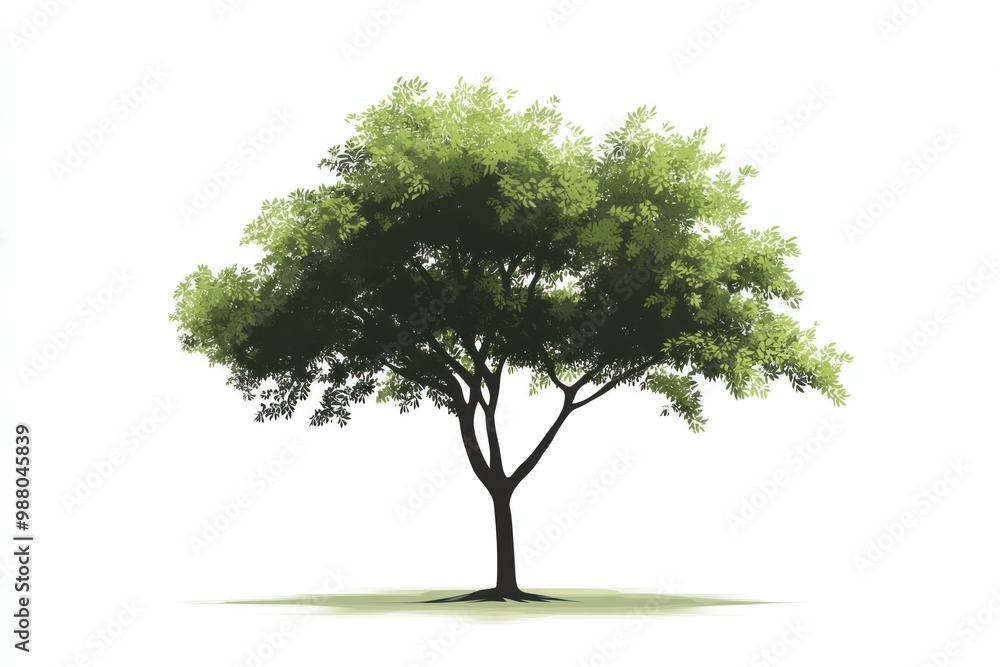 Aufkleber tree vector in minimalist style on solid white background, single object