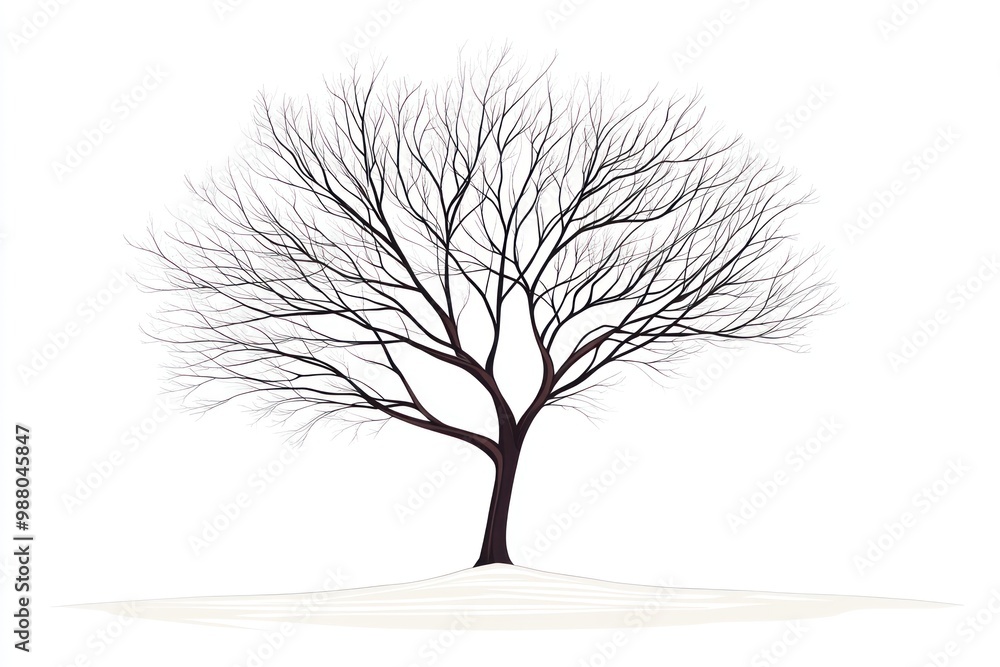 Poster tree vector in minimalist style on solid white background, single object
