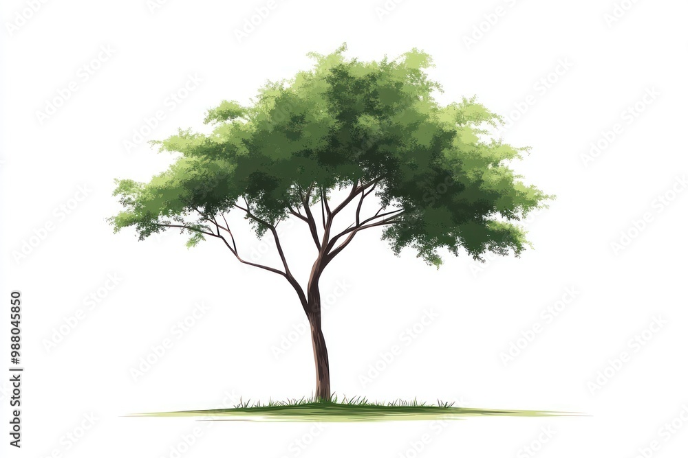 Aufkleber tree vector in minimalist style on solid white background, single object
