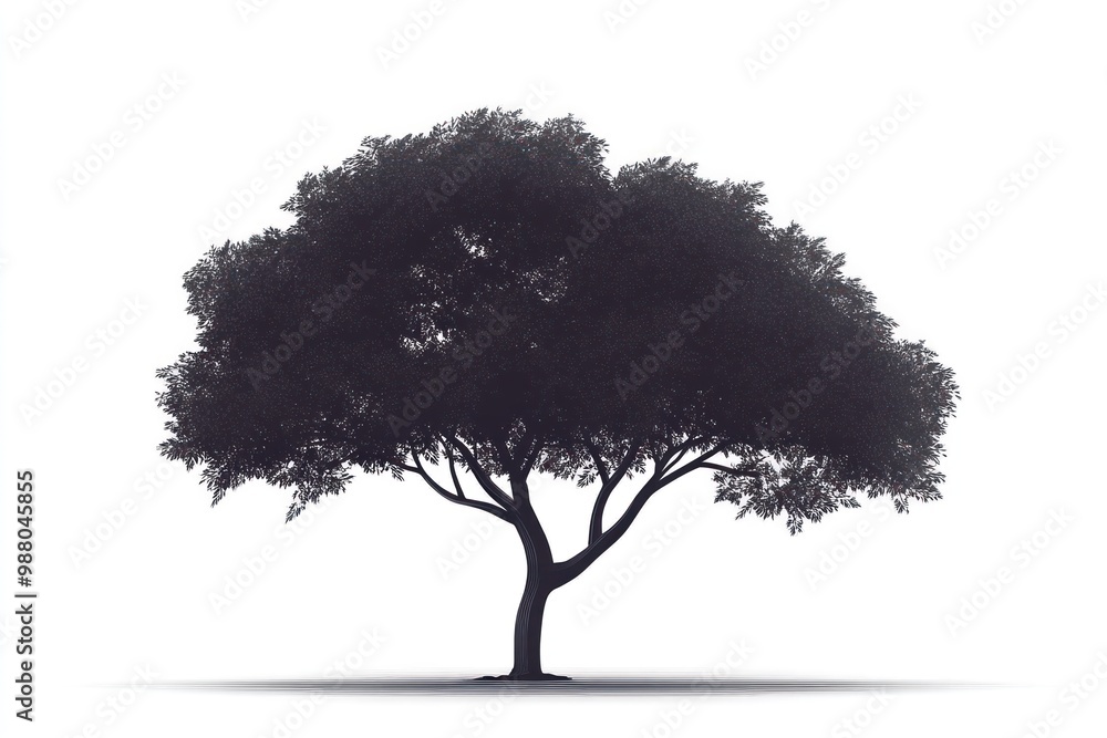 Poster tree vector in minimalist style on solid white background, single object