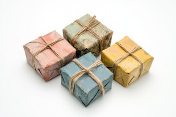 Upcycled gift concepts on solid white background, single object