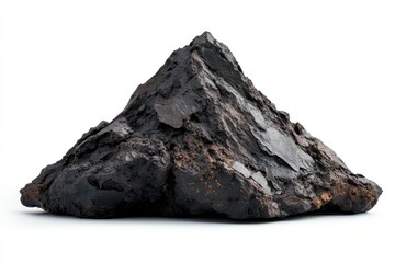 Volcanic mountain on solid white background, single object