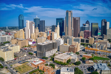 Aerial View of Dallas, Texas Skyline during the Summer