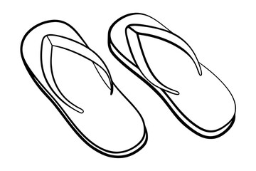 Minimalist black flip-flop silhouette, flip flop illustration icon 