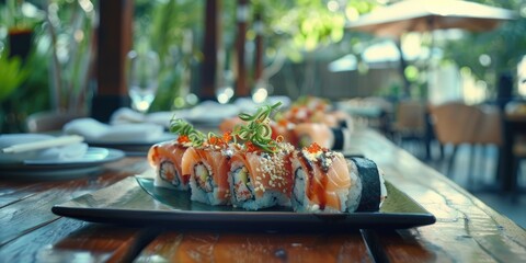 Sushi offered on the summer patio of the eatery