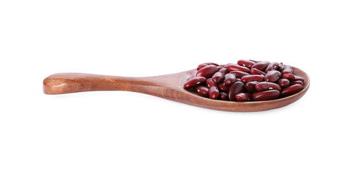 Dried red beans in spoon isolated on white