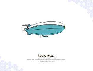 Zeppelin simple doodle flat vector art for wall decoration landscape