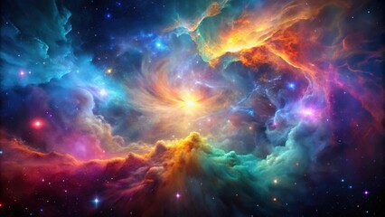 A mysterious nebula glowing with colorful gases and giving off an ethereal glow, space, stars, galaxy, astronomy, cosmos