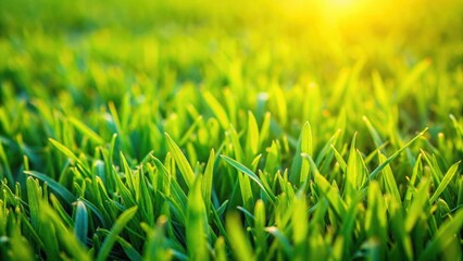 Close-up view of a vibrant green lawn background , lush, dense, grass, maintenance, fertilization, garden