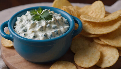 creamy blue cheese dip with potato chips