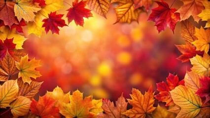 Fototapeta premium Vibrant autumn leaves in various shades of red, orange, and yellow , Fall, foliage, nature, season, colorful, vibrant, autumnal