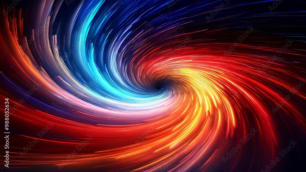 Poster a dynamic, colorful vortex of swirling light, creating an energetic and mesmerizing abstract pattern