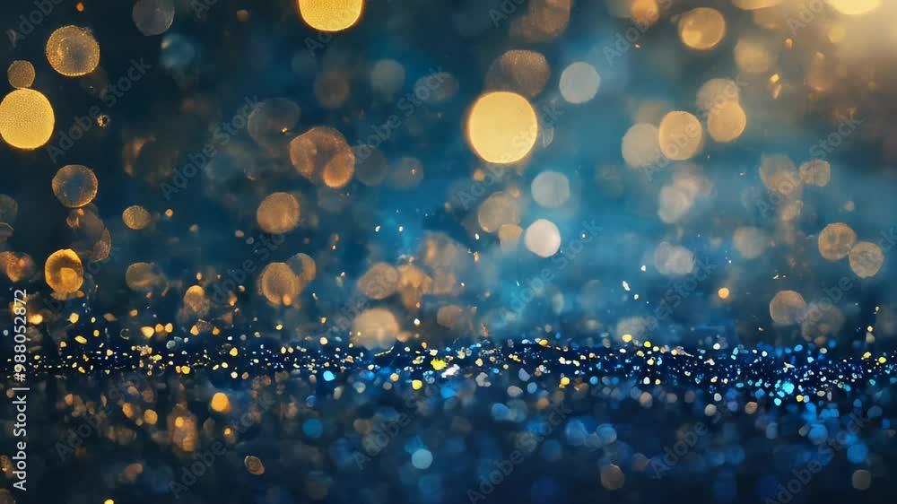 Aufkleber abstract background of blue and gold bokeh lights, creating a festive and vibrant background with a 