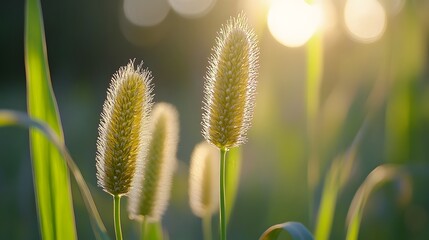 Obraz premium setaria side backlight close-up, Generative AI