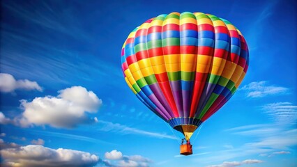 Naklejka premium Colorful hot air balloon floating in a clear blue sky, balloon, colorful, hot air, floating, clear, blue sky, background