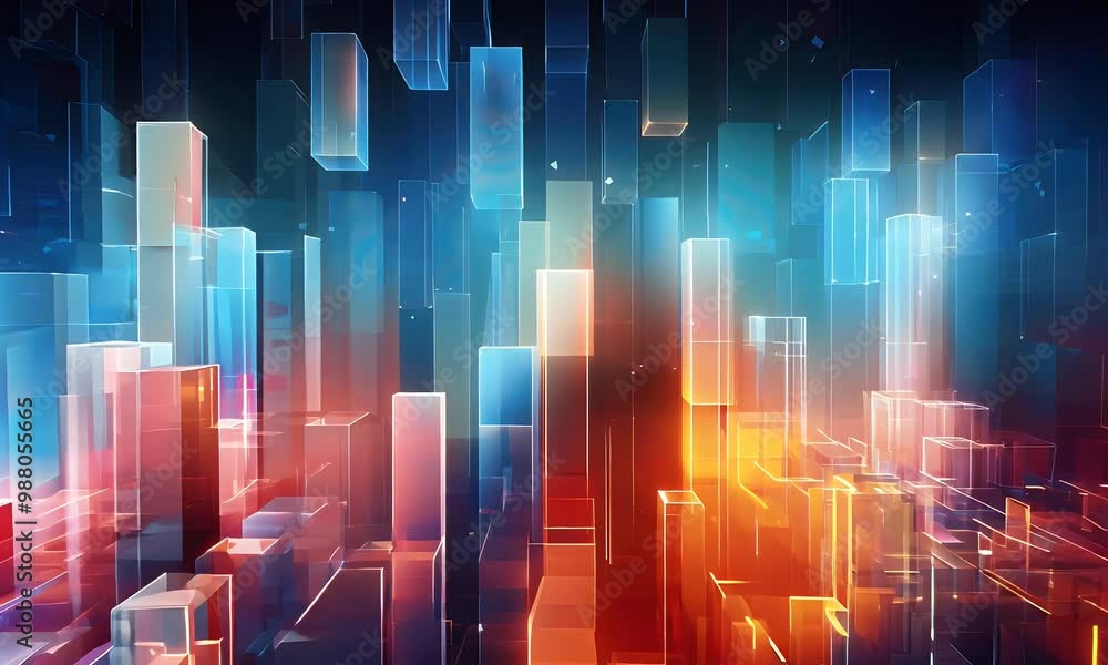 Aufkleber glowing geometric shapes in dynamic video scenes create an immersive futuristic atmosphere filled wi
