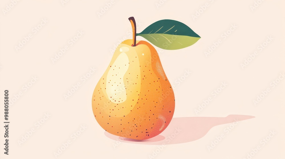 Aufkleber simple and elegant vector illustration of pear on transparent background with pastel color scheme