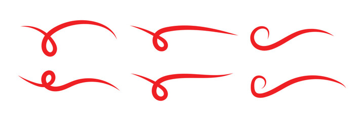 Swoosh. Decoration swish symbols, retro underline swooshes tails and athletic typography text underlining vector set in eps 10.