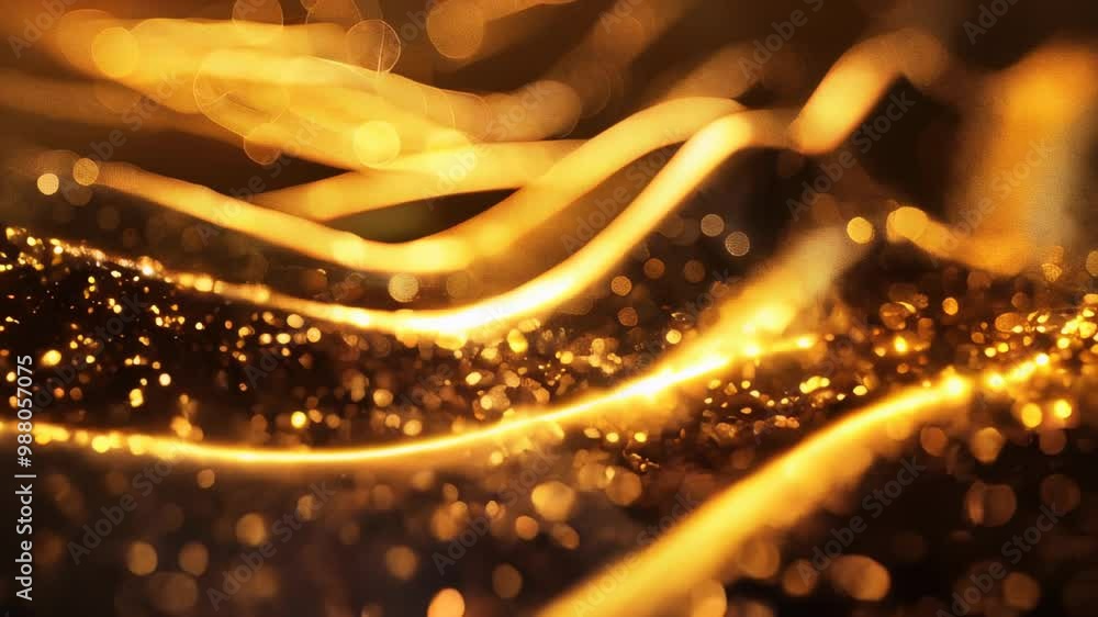 Aufkleber abstract golden light waves with sparkling bokeh, creating a luxurious and mesmerizing background id