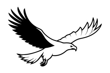 eagle silhouette of a flying bird icon style white background