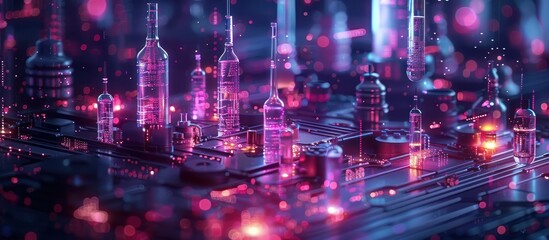 Obraz premium Abstract Cityscape with Glowing Glass Structures