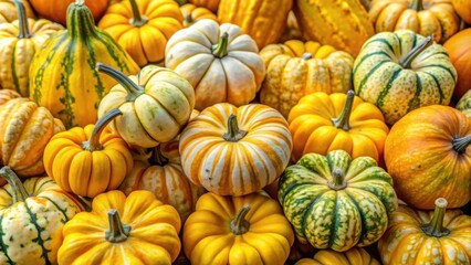 Collection of yellow ornamental gourds, perfect for Halloween or Thanksgiving decoration, ornamental gourds, yellow