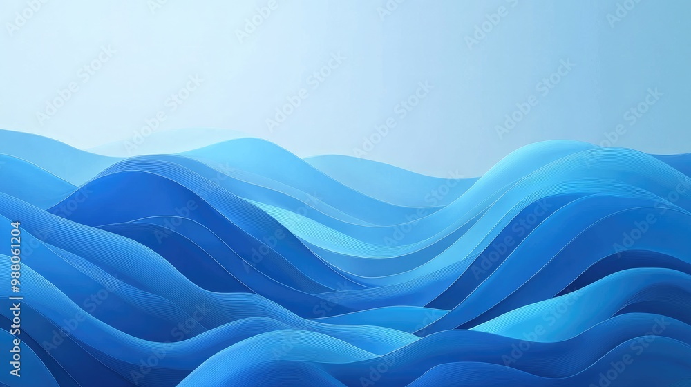 Poster abstract blue sea gradient background with dynamic wave patterns, perfect for adding a vibrant and e