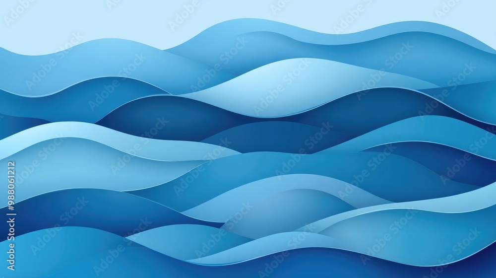 Poster abstract blue sea gradient background with dynamic wave patterns, perfect for adding a vibrant and e