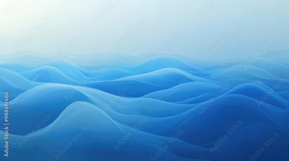 Poster a dynamic blue sea water gradient with soft wave patterns, ideal for creating refreshing, nature-the
