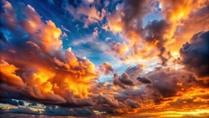 Dramatic sunset evening sky with fluffy clouds, summer skies, and a cloudy background aerial nature sunrise, sunset