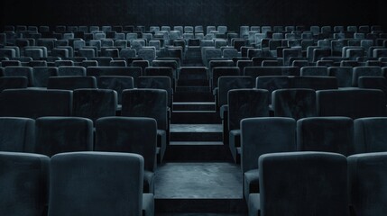 Obraz premium Empty black theater seats in indoor auditorium, concept of performance.