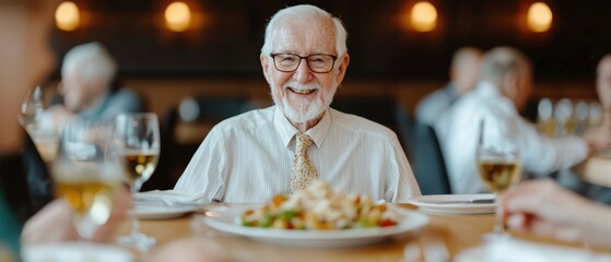 Elderly Residents Enjoying a Meal Together