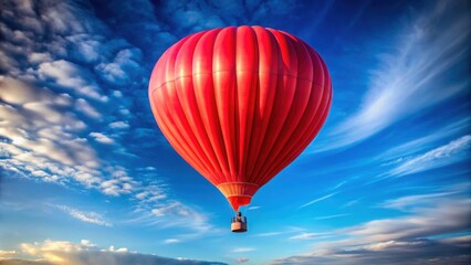 Fototapeta premium Virgin red hot air balloon flying high in the sky for commercial tourism transport , tourism, transportation, travel, adventure
