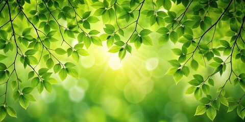 Fototapeta premium Tree branches covered in lush green leaves, nature, foliage, environment, growth, plant, outdoors, vibrant, lush, greenery, foliage