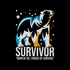 ILLUSTRATION 47 CREATIVE ART FOR T-SHIRT OR APPAREL DESIGN WITH POLAR BEAR ON BLACK BACKGROUND	