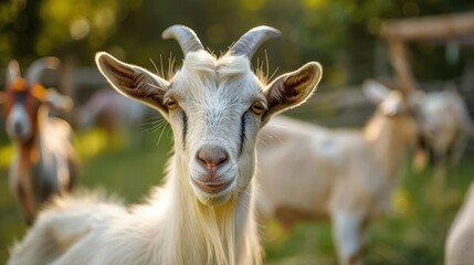 Obraz premium Close-up of a Curious Goat