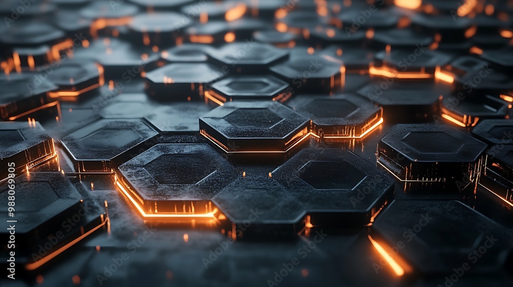Aufkleber abstract hexagon pattern with glowing edges