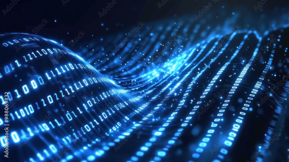 Poster abstract digital wave of binary code