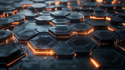 Obraz premium Abstract Hexagon Pattern with Glowing Edges