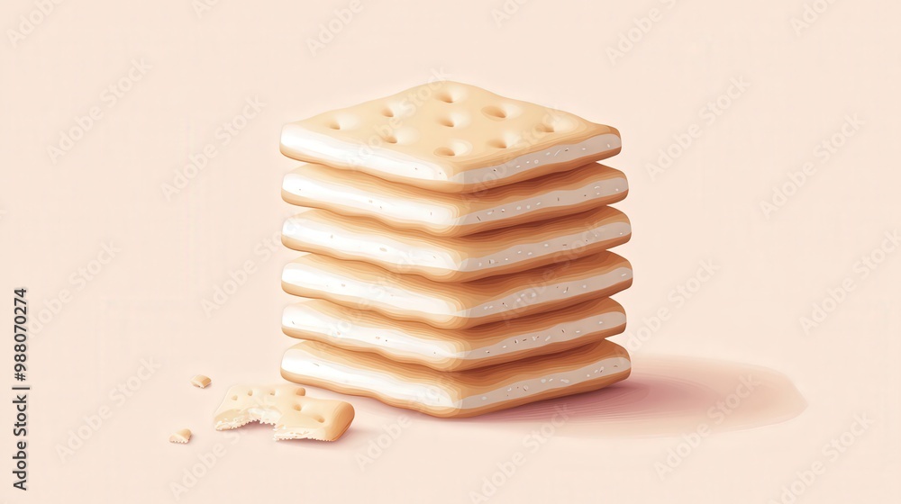 Poster minimalistic stack of crackers - simple flat vector illustration with pastel colors on transparent b
